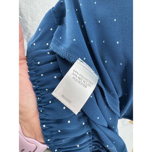 J.Jill Wearever Collection Women's Teal Polka Dot Wide Leg Crop Pants Medium - Picture 4 of 4